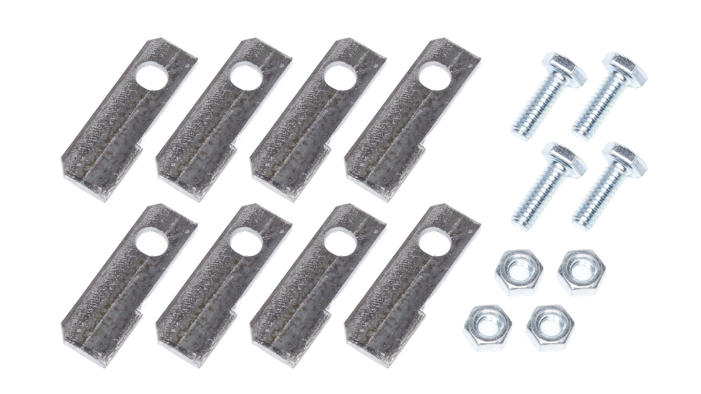 Header Tab Kit - 8 Tabs / 4 Bolts / 4 Nuts - Steel - Natural - Set of 4