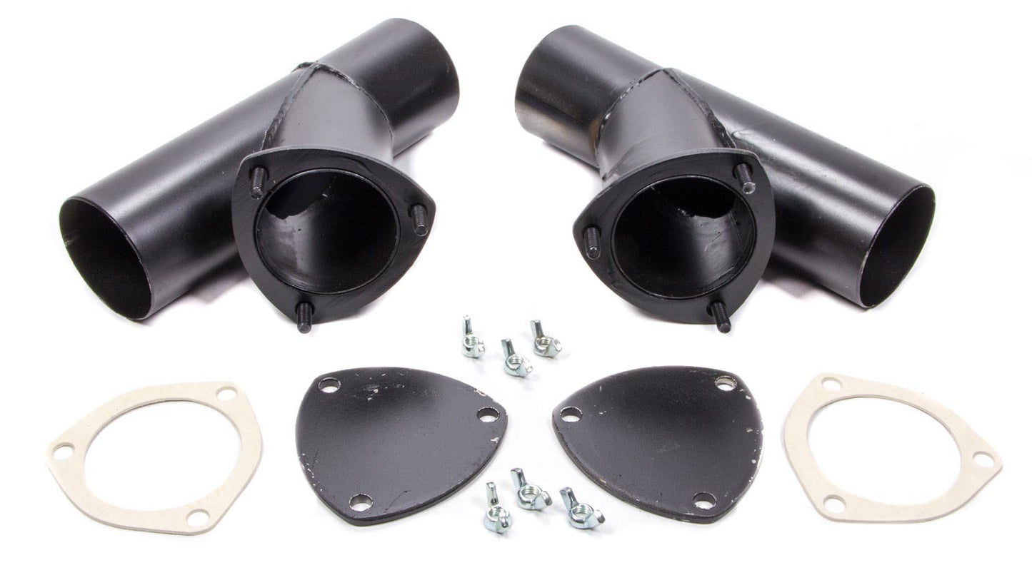 Engine & Accessories Cut-Out - Quick-Eze - Manual - Weld-On - Dual - 3 in Pipe Diameter - Blockoff Plates / Hardware Included - Steel - Black Paint - Pair