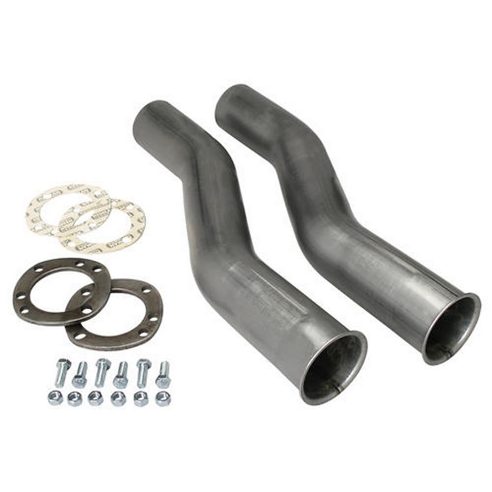 Collector Reducer Extension - X-Tension - Mandrel S-Bend - 3 in Uni-Fit Inlet to 2-1/4 in Outlet - Gaskets / Hardware - Steel - Natural - Pair
