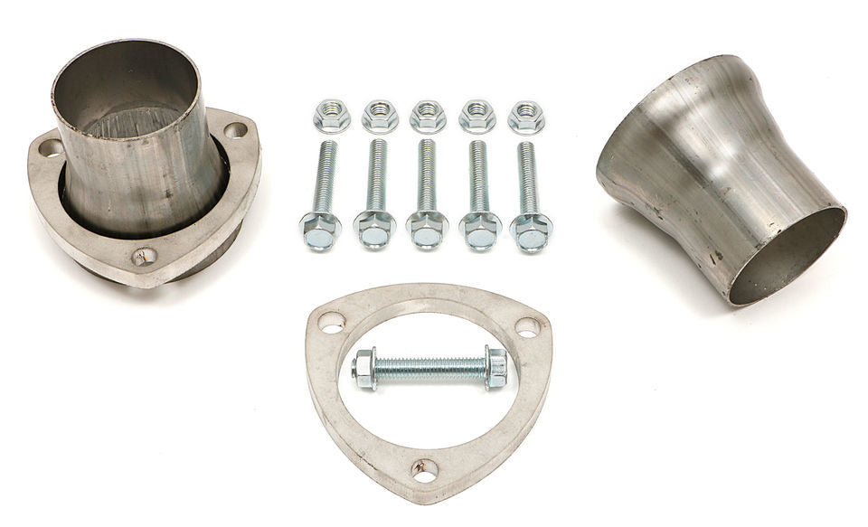 Collector Reducer - 3 in Inlet to 2-1/2 in OD Outlet - 3-Bolt Ball and Socket Flange - Hardware Included - Steel - Natural - Pair