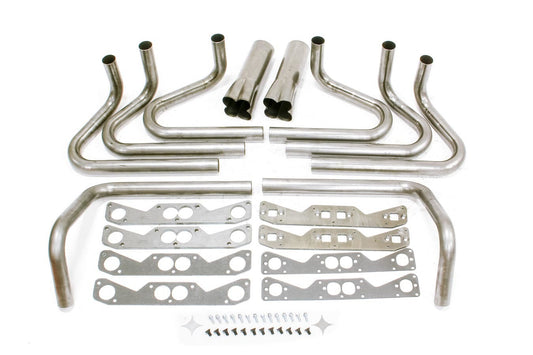 Headers - Dyno - Weld-Up Kit - 1.875 in Primary - 3.5 in Weld-On Collector - Steel - Natural - Small Block Chevy - Kit