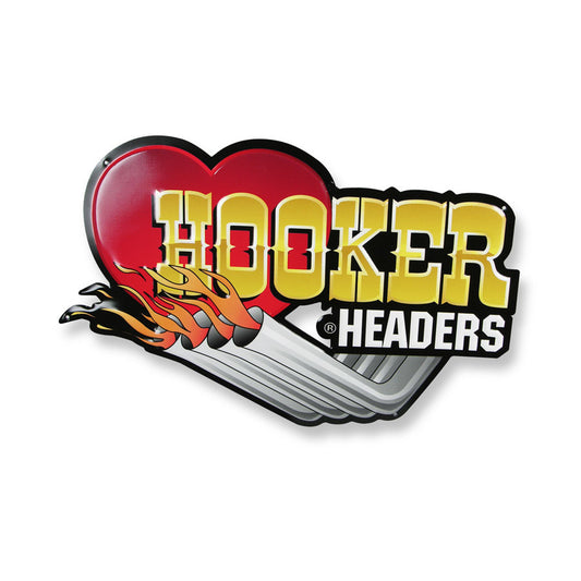 Metal Sign - 12 in Tall x 19 in Wide - Embossed Hooker Headers Logo - Steel - Each