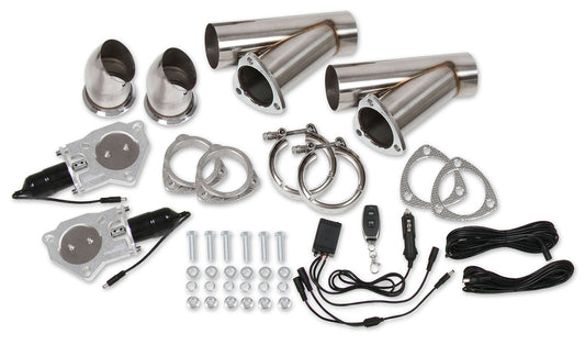 Engine & Accessories Cut-Out - Electric - Weld-On - Dual - 2-1/2 in Pipe Diameter - Hardware / Wire Harness Included - Stainless - Natural - Kit