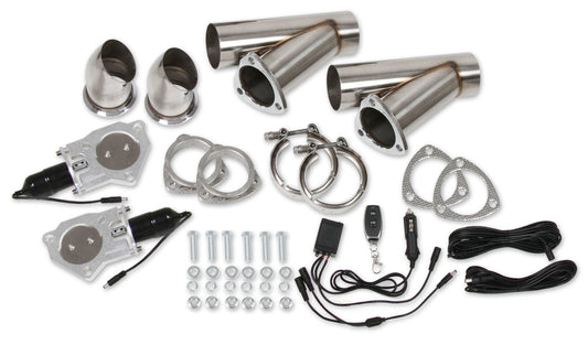 Engine & Accessories Cut-Out - Electric - Bolt-On - Dual - 3 in Pipe Diameter - Hardware / Wire Harness Included - Aluminum - Kit