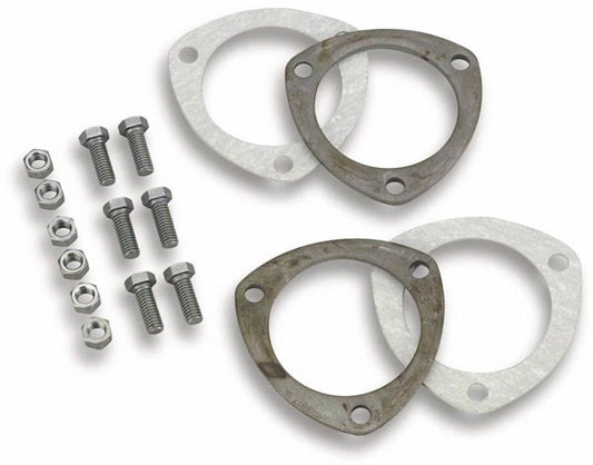 Collector Flange - Super Competition - 3 in - 3-Bolt Flange - Gaskets / Hardware Included - Steel - Natural - Pair