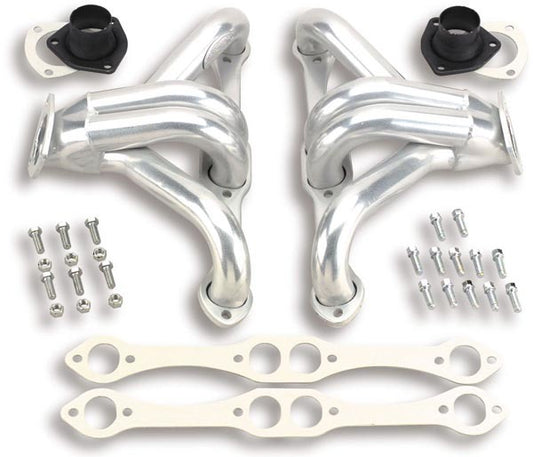 Headers - Super Competition - Block Hugger - 1.625 in Primary - 2.5 in Collector - Steel - Metallic Ceramic - Small Block Chevy - Universal - Pair