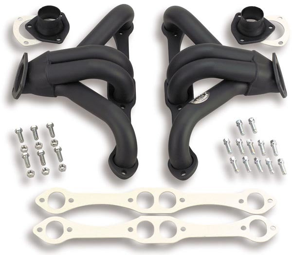Headers - Super Competition - Block Hugger - 1.625 in Primary - 2.5 in Collector - Steel - Black Paint - Small Block Chevy - Universal - Pair