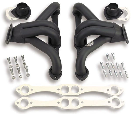 Headers - Super Competition - Block Hugger - 1.625 in Primary - 2.5 in Collector - Steel - Black Paint - Small Block Chevy - Universal - Pair