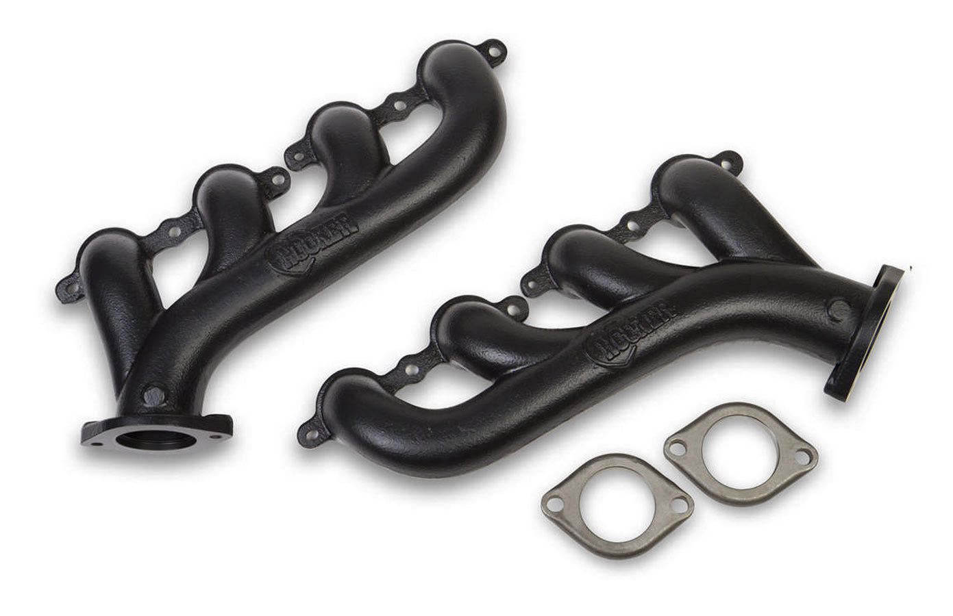 Engine & Accessories Manifold - LS Cast Iron - 2.25 in Outlet - Ductile Iron - Black Ceramic - GM LS-Series - Pair