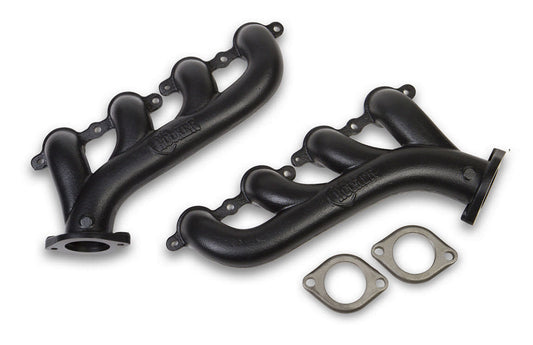 Engine & Accessories Manifold - LS Cast Iron - 2.25 in Outlet - Ductile Iron - Black Ceramic - GM LS-Series - Pair