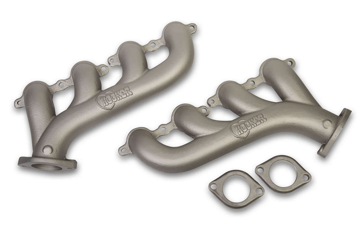 Engine & Accessories Manifold - LS Cast Iron - 2.25 in Outlet - Ductile Iron - Titanium Ceramic - GM LS-Series - Pair