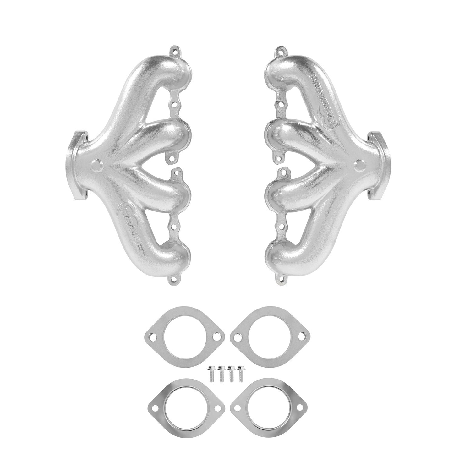 Engine & Accessories Manifold - BlackHeart - Center Dump - 2-1/2 in Outlet - Cast Iron - Silver Ceramic Coated - GM LS-Series - Pair