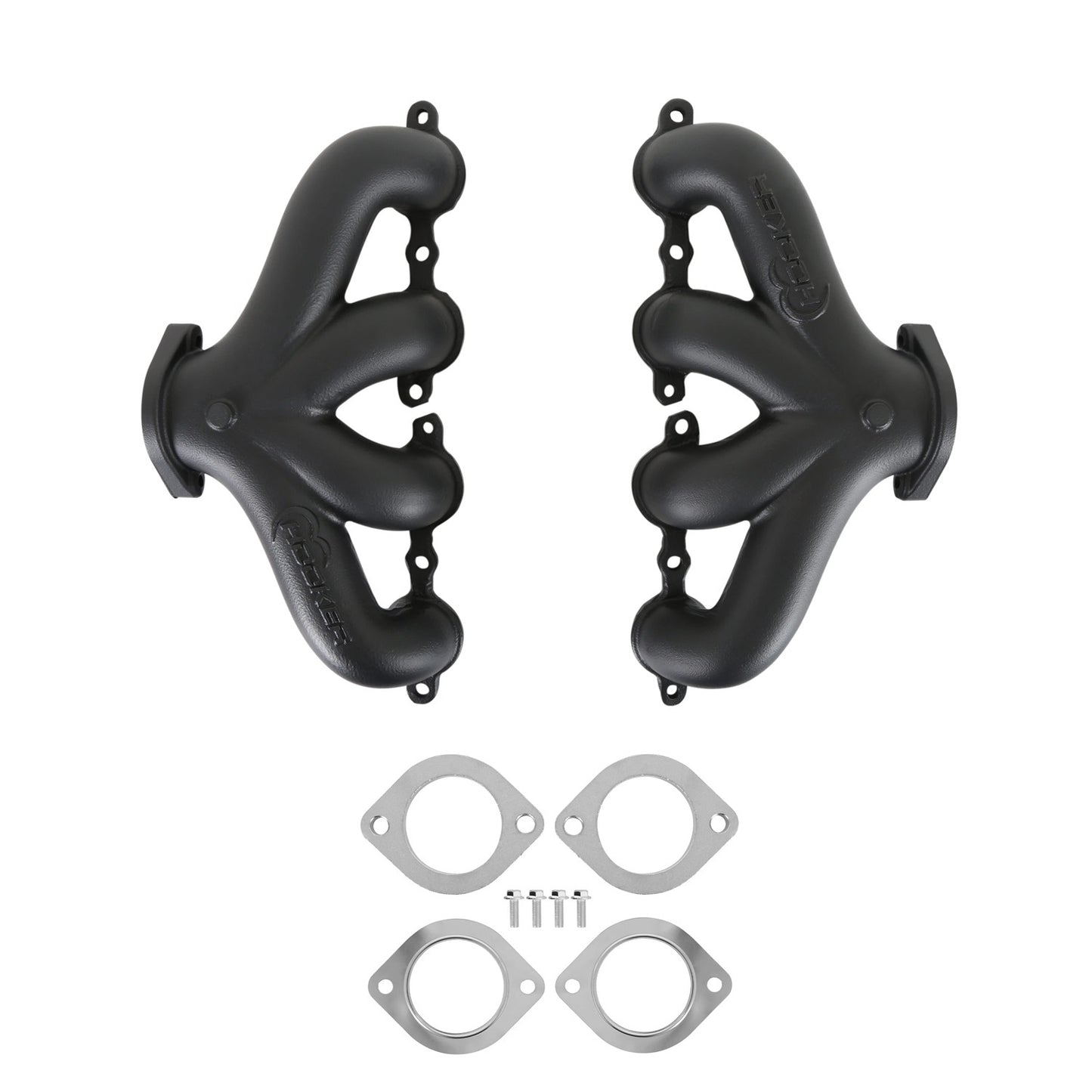 Engine & Accessories Manifold - BlackHeart - Center ump - 2-1/2 in Outlet - Cast Iron - Black Ceramic Coated - GM LS-Series - Pair