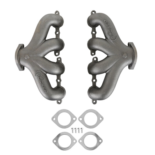 Engine & Accessories Manifold - BlackHeart - Center Dump - 2-1/2 in Outlet - Cast Iron - Natural - GM LS-Series - Pair