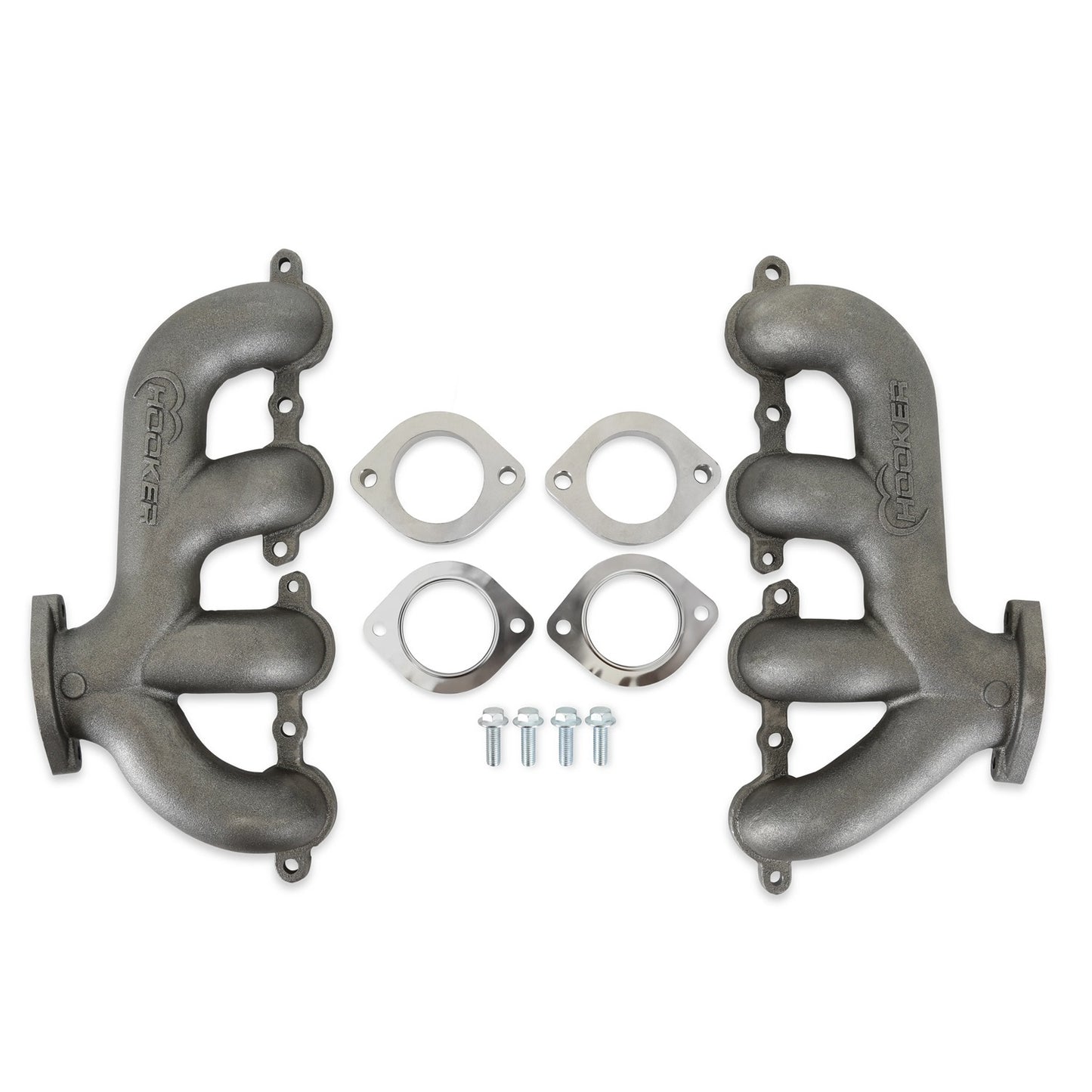 Engine & Accessories Manifold - BlackHeart - Rear Dump - 2-1/2 in Outlet - Cast Iron - Natural - GM LS-Series - Pair