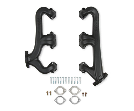 Engine & Accessories Manifold - 2.50 in Outlet - Raised D Port - Iron - Black Ceramic - Small Block Chevy - Pair