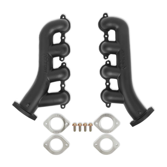 Engine & Accessories Manifold - BlackHeart - Iron - Black Ceramic-Coated - GM LS-Series - Pair
