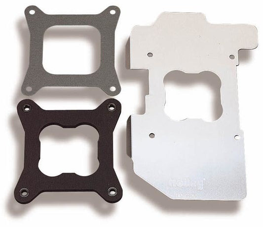 Carburetor Heat Shield - 0.250 in Thick - Gaskets - Aluminum - Natural - Square Bore - Kit