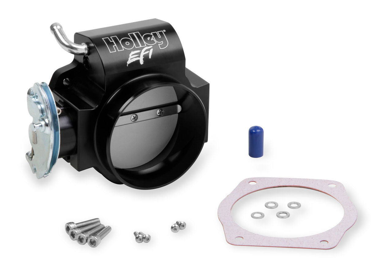 Throttle Body - Billet 90 mm Taper Bore - 4-Bolt Stock Flange - 90 mm Single Blade - Aluminum - Black Anodized - GM LS-Series - Each