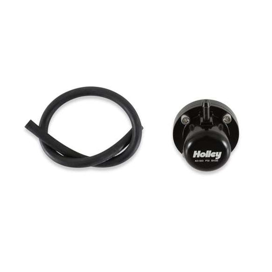 Fuel Pulse Damper - Direct Mount - 40-100 psi - 8 AN Male O-Ring - Aluminum - Black Anodized - E85 / Gas / Methanol - Each