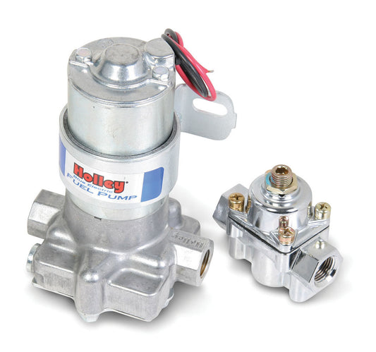 Fuel Pump - Blue - Electric - In-Line - 88 gph at 9 psi - 3/8 in NPT Female Inlet / Outlet - Regulator - Silver - Gas - Each