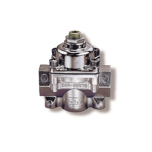 Fuel Pressure Regulator - 4-1/2 to 9 psi - In-Line - 3/8 in NPT Inlet - 3/8 in NPT Outlet - Aluminum - Chrome - Gas - Each