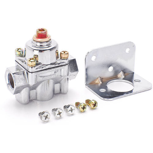 Fuel Pressure Regulator - Street / Strip - 1 to 4 psi - In-Line - 3/8 in NPT Inlet - 3/8 in NPT Outlet - Aluminum - Chrome - Gas - Each