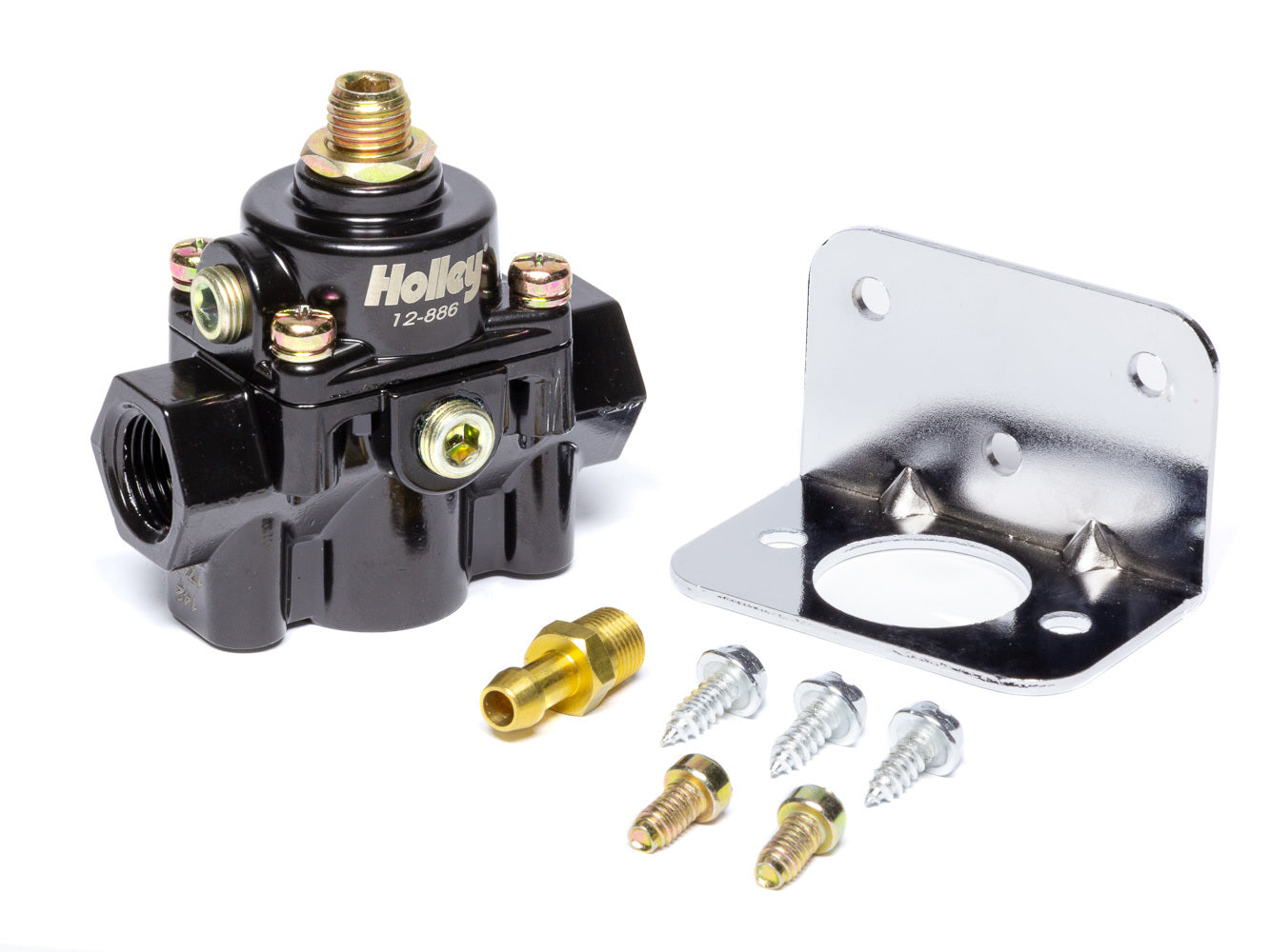 Fuel Pressure Regulator - 15 to 60 psi - In-Line - 3/8 in NPT Inlet - 3/8 in NPT Outlet - 3/8 in NPT Return - 1/8 in NPT Port - Bypass - Aluminum - Black Anodized - Gas - Each