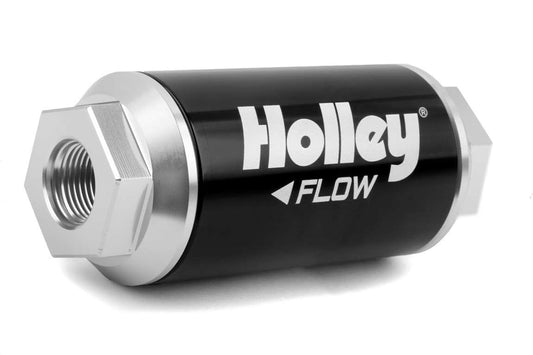 Fuel Filter - Billet HP - In-Line - 10 Micron - Paper Element - 3/8 in NPT Female Inlet - 3/8 in NPT Female Outlet - Aluminum - Black / Clear Anodized - Each