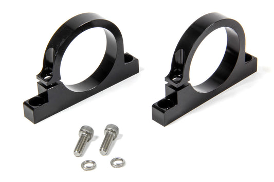 Fuel Filter Bracket - 50.3 mm Diameter - Billet Aluminum - Black Anodized - Holley / Ears In-Line Filters - Pair