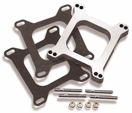 Carburetor Spacer - 1 in Thick - Open - Square Bore - Gaskets / Hardware Included - Aluminum - Natural - Each