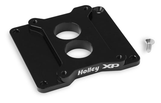 Carburetor Adapter - 0.75 in Thick - 2 Hole - Holley 2-Barrel to Square Bore - Hardware Included - Aluminum - Black Anodized - Each