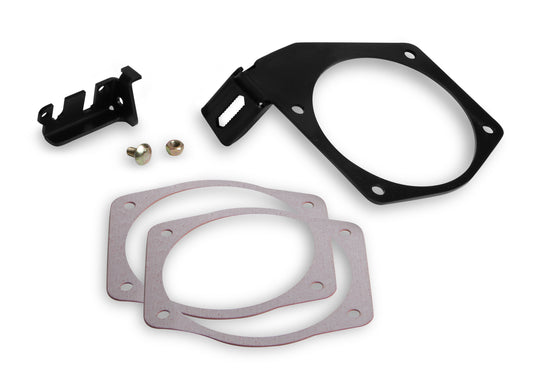 Throttle Cable Bracket - Under Throttle Body Mount - Cruise Control - Steel - Black Paint - Factory / Fast Intakes - 105 mm Throttle Bodies - GM LS-Series - Each