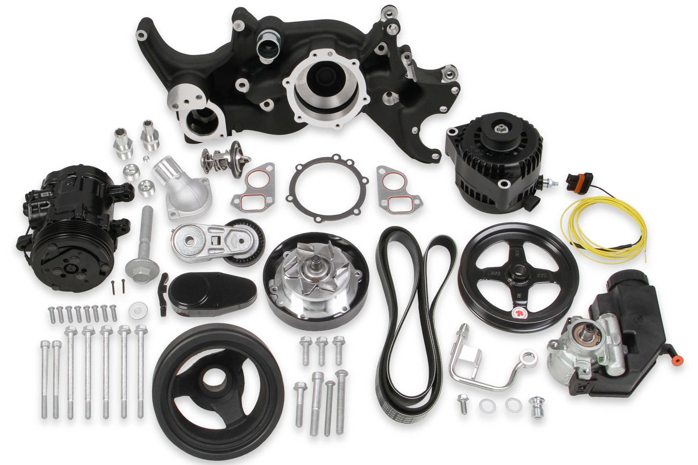 Pulley Kit - 6-Rib Serpentine - Cast Aluminum - Black - GM LS-Series - Kit