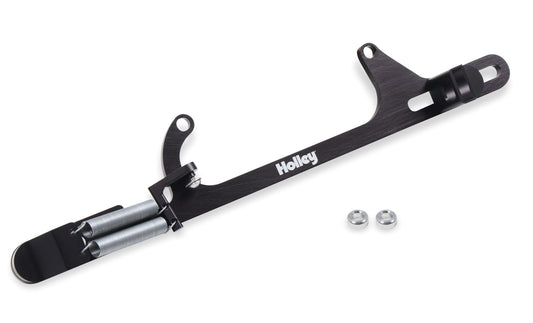 Throttle Cable Bracket - Carb Mount - Return Spring - Aluminum - Black Anodized - GM Cable - Dominator Flange - Kit