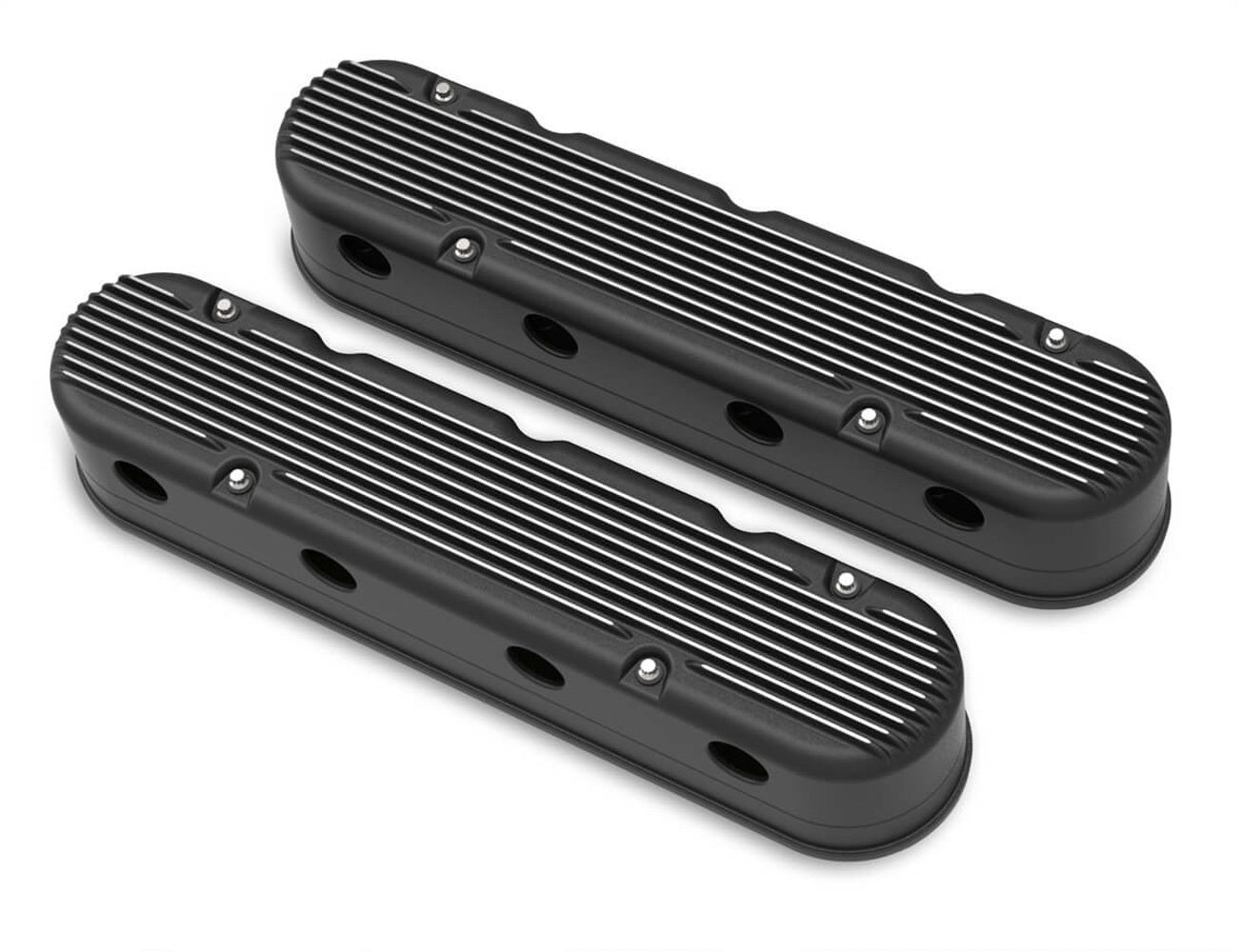 Valve Cover - Stock Height - Finned - Aluminum - Satin Black - GM LS-Series - Kit