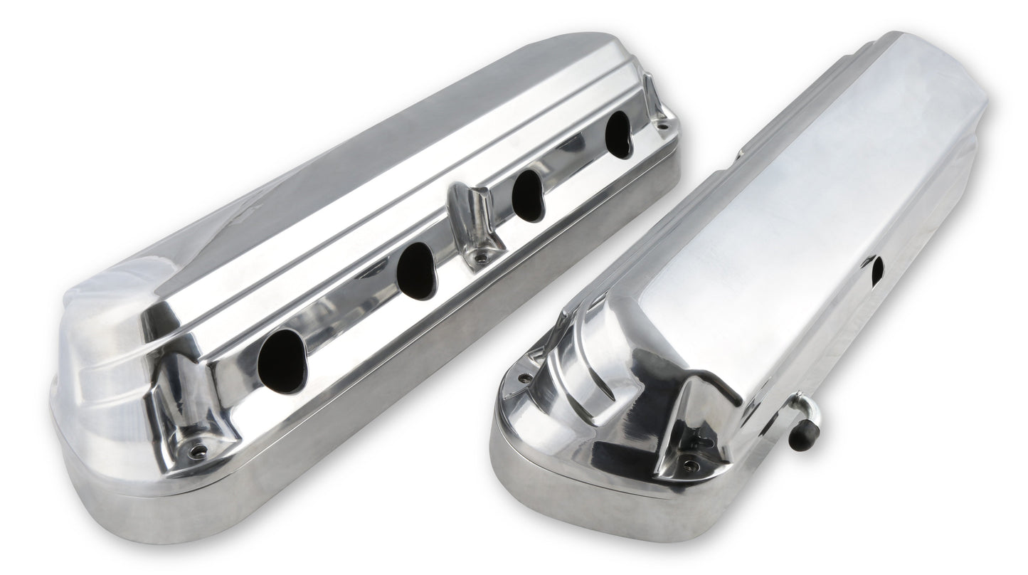 Valve Cover - Tall - Baffled - Hidden Coils - 2-Piece - Aluminum - Polished - GM LS-Series - Pair