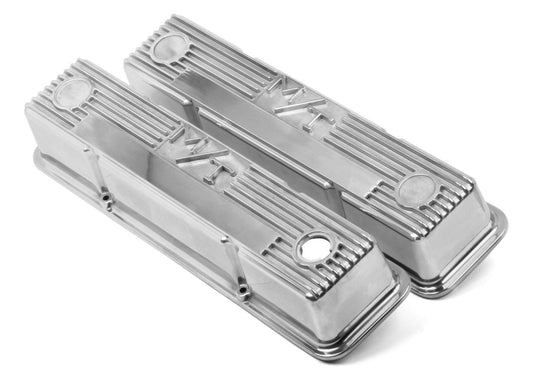 Valve Cover - M/T - Tall - M/T Logo - Aluminum - Polished - Small Block Chevy - Pair