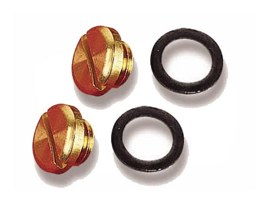 Float Bowl Sight Plugs - Gasket - Brass - Natural - Holley Carburetors - Pair