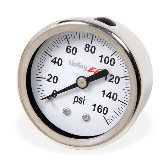 Fuel Pressure Gauge - 0-160 psi - Mechanical - Analog - Full Sweep - 2 in Diameter - White Face - Each