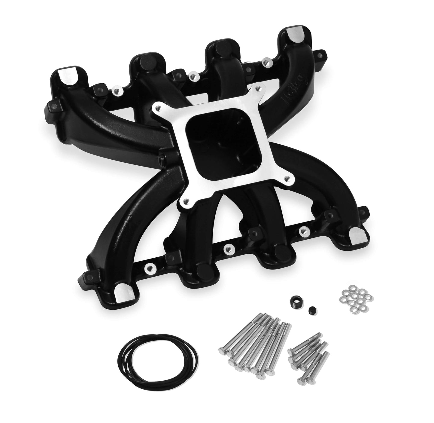 Intake Manifold - LS Mid-Rise Carb - Square Bore - Single Plane - Aluminum - Black Ceramic - LS1 / LS2 / LS6 - GM LS-Series - Each