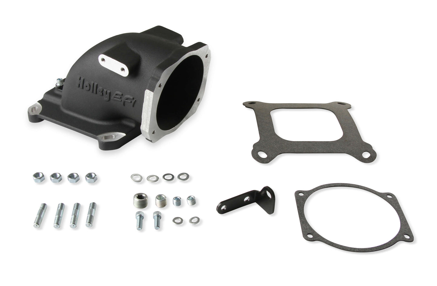 Intake Elbow - 105 mm Max Throttle Body - Aluminum - Black Powder Coat - GM LS-Series Throttle Body to Square Bore Mounting Flange - Each