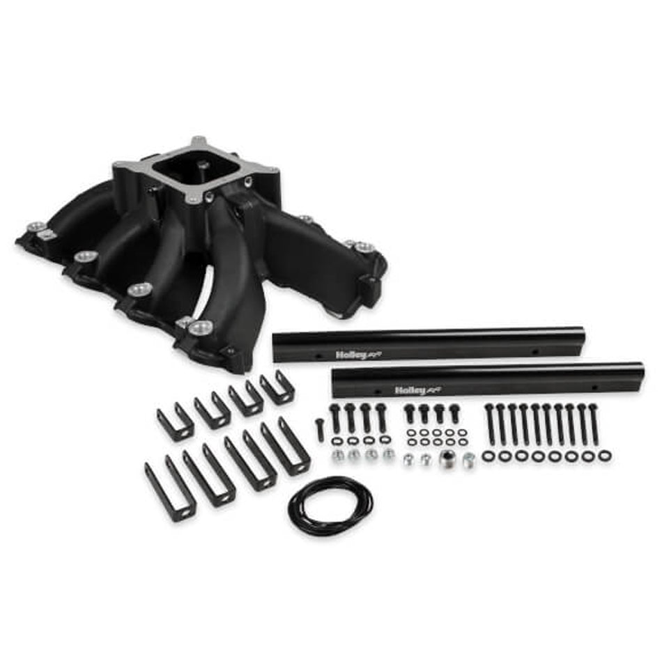 Intake Manifold - Single-Plane Race - Square Bore - Single Plane - Aluminum - Black Ceramic - LS1 / LS2 / LS6 - GM LS-Series - Kit