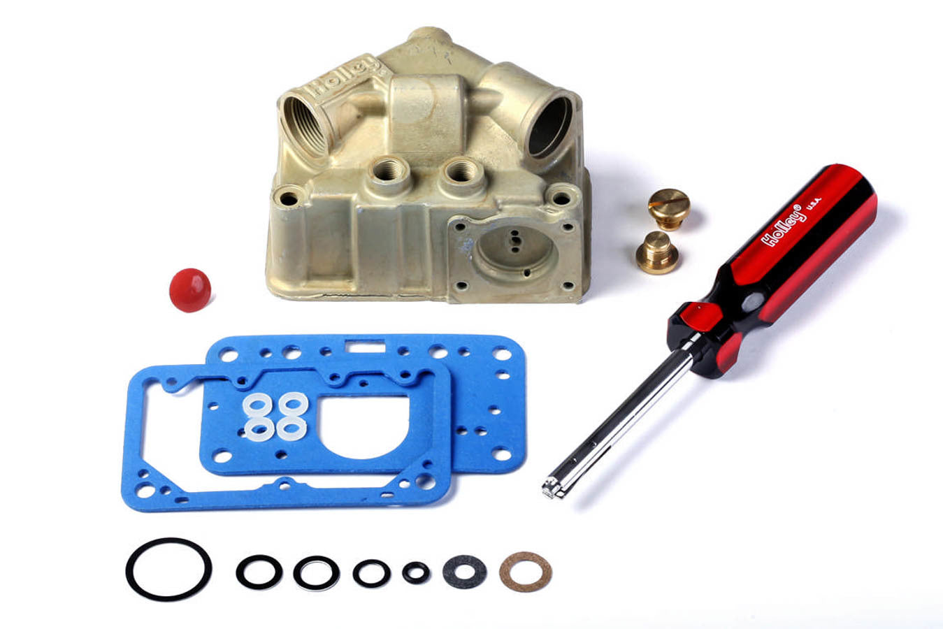 Carburetor Fuel Bowl - Quick Change Jet - Primary - Center Hung - Sight Plug - Gaskets / Hardware Included - Zinc - Gold Chromate - Holley 4150 / 4160 Carburetors - Kit