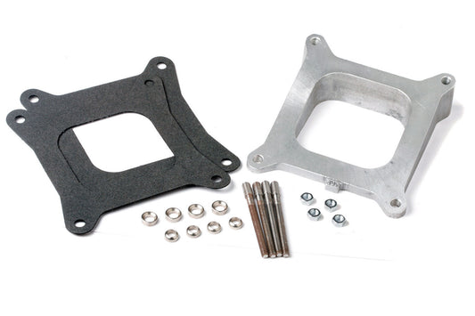 Carburetor Spacer - 12 Degree Angled - 1.625 in Thick - Open - Square Bore - Aluminum - Natural - Each