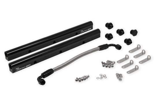 Fuel Rail - Complete - Brackets / Fittings / Lines - Aluminum - Black Anodized - GM LS-Series - Kit