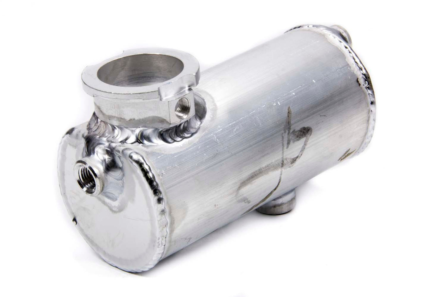Recovery Tank - Coolant - 23.5 oz - 3 in Diameter - 6 in Long - Dual 1/4 in NPT Female Inlets - 3/8 in NPT Female Outlet - Aluminum - Natural - Each