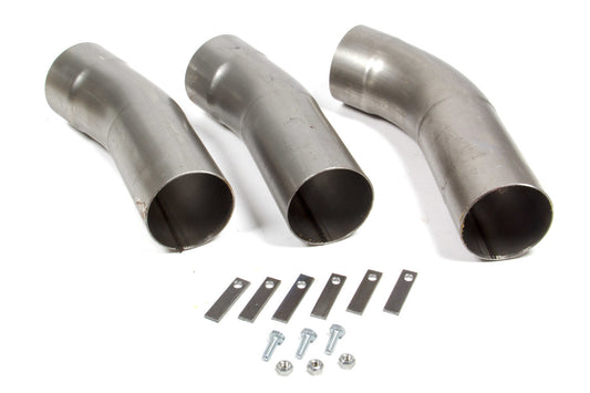Engine & Accessories Pipe Bend Kit - 3 in Diameter - One End Expanded - Mandrel - One 45 Degree / Two 20 Degree - 18 Gauge - Steel - Natural - Kit