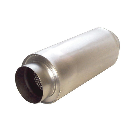 Muffler - 5 in Center Inlet - 5 in Center Outlet - 7 in Diameter Body - 15 in Long - Steel - Gray Paint - Each
