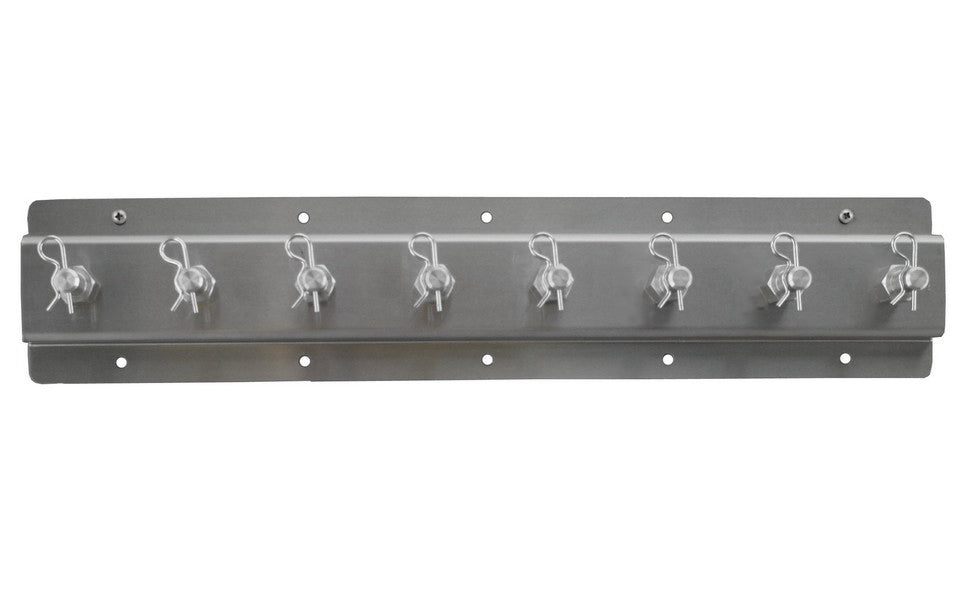 Shock Rack - Single Row - Wall Mount - 20 in Long - 8 Shock Capacity - Aluminum - White Powder Coat - Each
